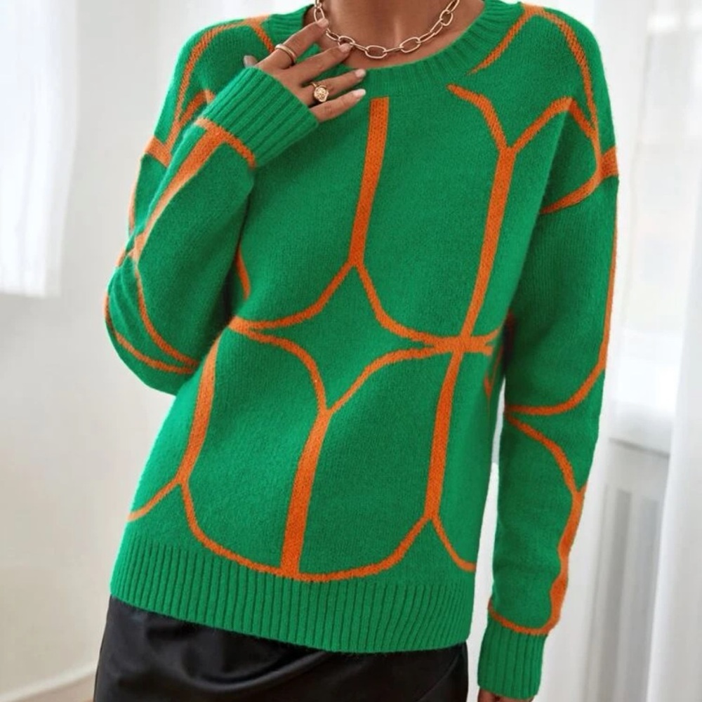 $$$ NWOT Geo pattern crew sweater size Large.